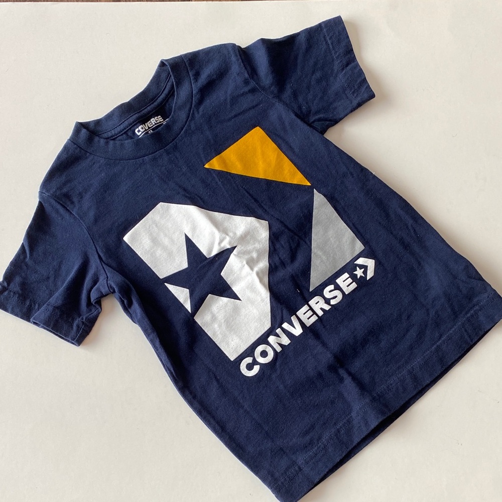 KID US 3/4Y Converse Navy and Yellow Graphic Tee T-Shirt